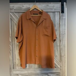 100% Silk Men's Rust Camp Shirt
